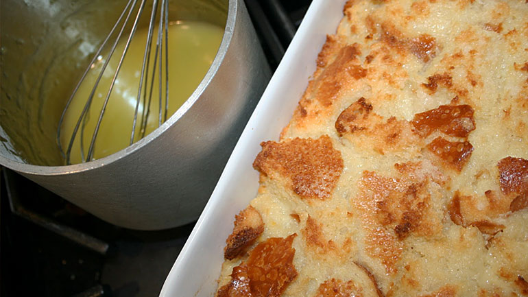 Bread Pudding With Lemon Sauce | Recipes | Check, Please! | WTTW Chicago