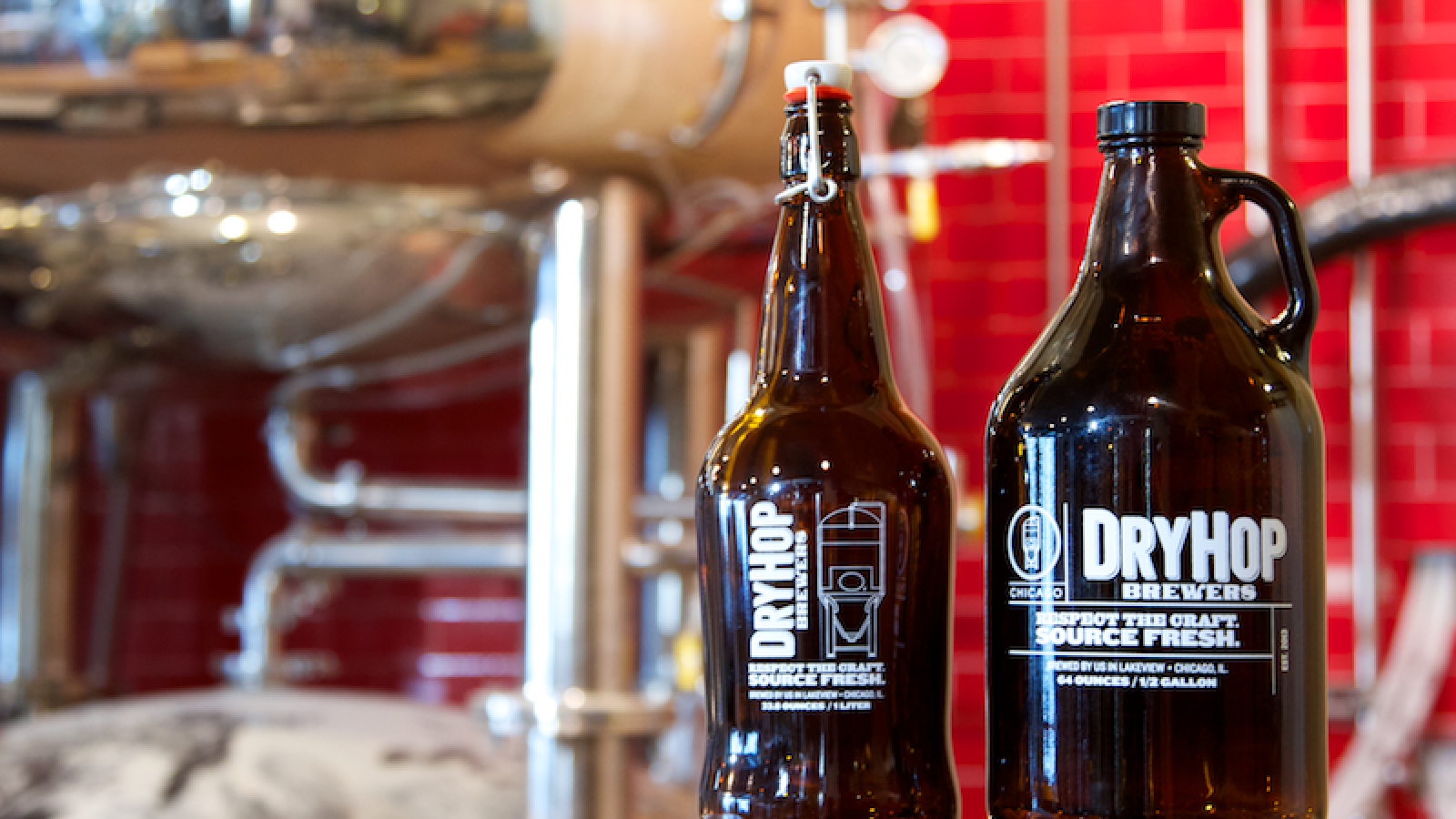 Growlers at DryHop Brewers