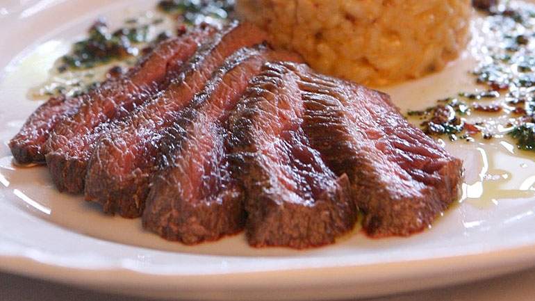 Grilled Blackwing Ostrich Roulade with apple-cilantro chimichurri