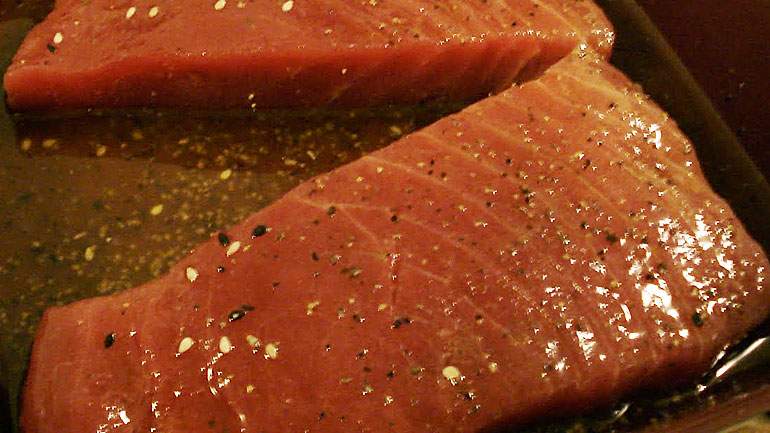 Seared Ahi Tuna with Jasmine Rice and Soy Vinaigrette